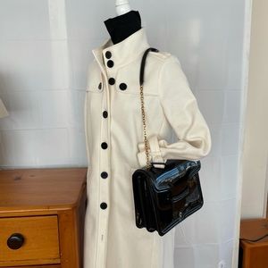 Floryday white light weight wool trench with black buttons